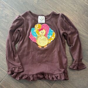 Brown Kids Shirt with Colorful Turkey Design